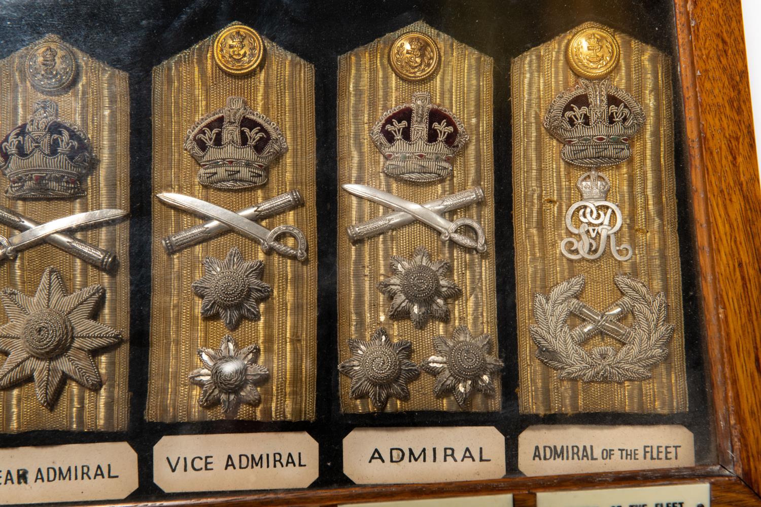 A good quality museum display of Royal Navy shoulder boards comprising: Warrant Officer, Sub - Image 2 of 3