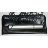 A Sony ECM77 omni-directional lapel microphone with soft case. Condition - appears to be working,