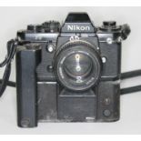 A Nikon F3 black serial no. 1484821 with Nikkor 50mm 1:1.4 lens serial no. 4437716 with Nikon