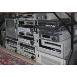 Sony video editing equipment including ten monitors, ten cassette recorders, three mixers etc.