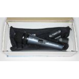 A Sennheiser e825s dynamic microphone with soft case, box and mount. Condition - not tested.