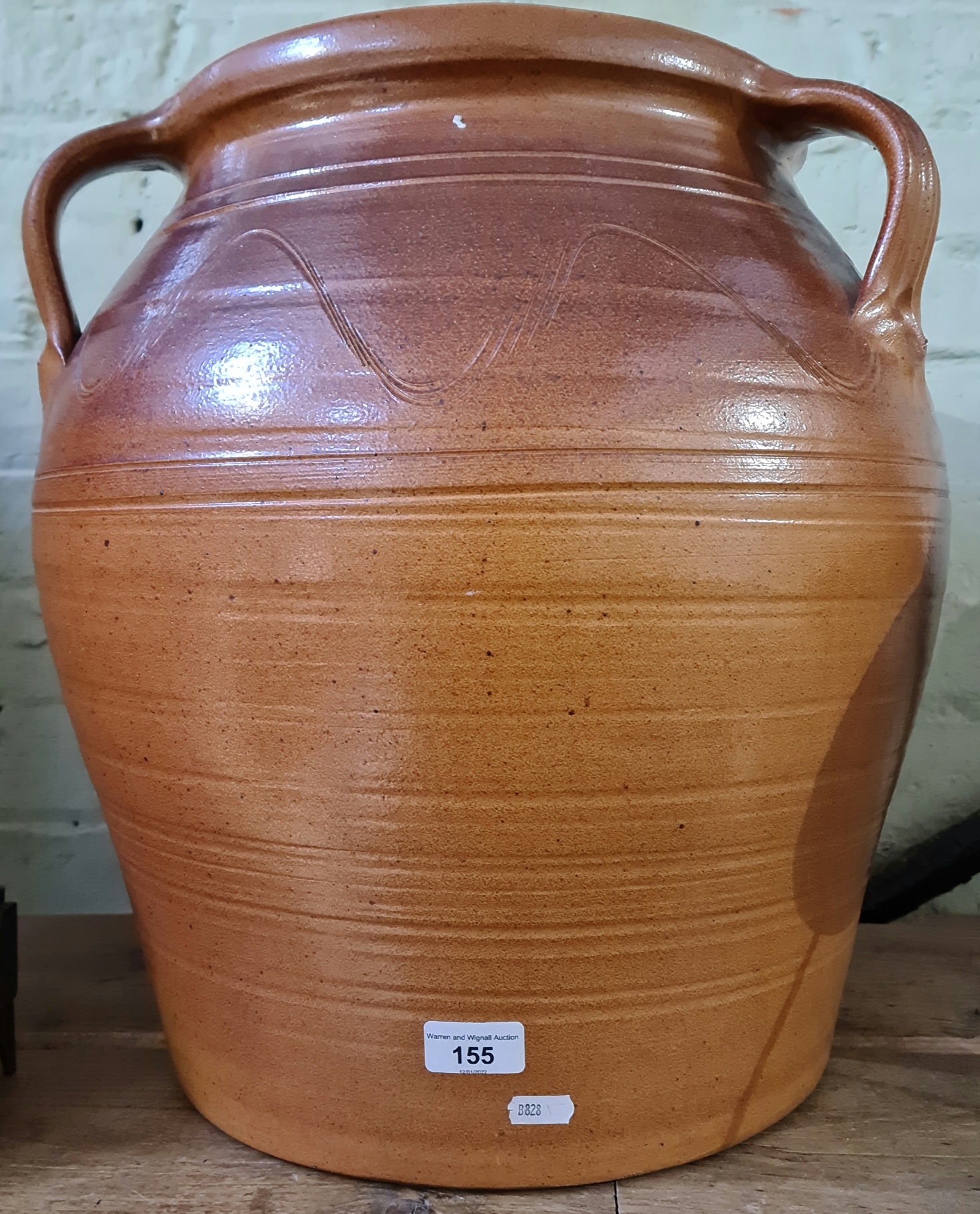 A large Errington Reay & Co salt glazed stoneware pot.