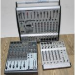 Behringer pro audio equipment comprising an MDX2200 housed in case with amp, a Europower PMH1000,