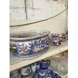 A Chinese porcelain fish bowl, together with a Japanese Imari bowl and a Mason's Ironstone jug.