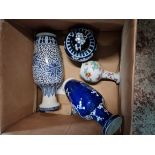 A box containing Chinese vase, ginger vase and 2 other vases