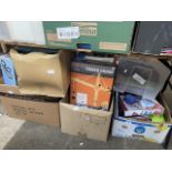 5 boxes of various toys and games to include bisque dolls, trains, etc.