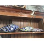 3 Italian hand made glass fish ornaments - largest approx 46cm long