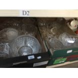 2 boxes of mixed glassware including bowls, water jugs, drinking glasses etc