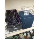 A Waterford crystal vase, boxed, and a Waterford Marquis bowl, boxed