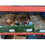 3 boxes of mainly glass to include crystal and carnival glass.