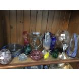 15 pieces of glass including Caithness, Nachtmann, and flash cut items