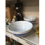 2 blue and white bowls by T G Green Kitchenware