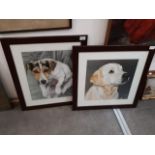 20th century school, pastel studies of dogs, a labrador and a jack russell, signed Belinda