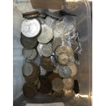 A tub of old coins, 1854 onwards to include 60 grams of silver coins