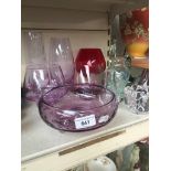 12 items of art glass including etched examples