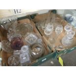 2 boxes of glassware to include drinking glasses, vases, knife rersts etc