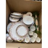 A box of Royal Doulton teaware and some other ceramics.