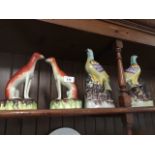 pair of reproduction greyhounds and pair of reproduction pigeons. Ht. 25cm