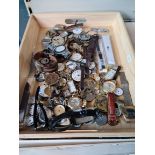 Tray of vintage watch parts and various watches