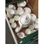 A box of |Royal Crown Derby teaware Derby Posies. Approx 47 pieces including teapot