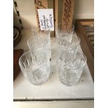 A box containing 6 miscellaneous Waterford crystal whisky glasses