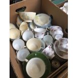 A box of mixed tableware including Newhall Diana part tea set, Richmond, and Colclough etc