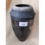 Grey / silver Raku vase with collar, by David Howard Jones, cca 1980's, height 21.5 cm, incised mark