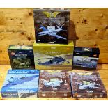 A box of die cast model aircraft including Corgi Predators of the Skies, Aviation Inceptor series,
