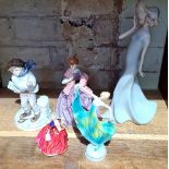 Coalport limited edition figure The Boy, Royal Worcester First Dance, Royal Doulton Windswept, and 2