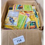 A box of Pokemon cards