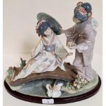 Lladro Springtime in Japan figurine set on a oval wooden plinth