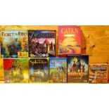 A collection of boxed games to include "Ticket to Ride", "The Pioneers Programme", "Pandemic", etc.