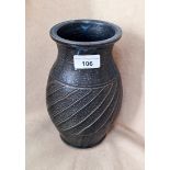 Winchcombe pottery blue speckled vase, incised mark to base.