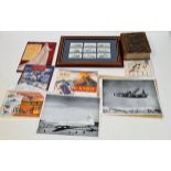 A box of collectables including a collection of interesting early US Lockheed aeroplane photographs,