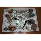 Assorted jewellery including items' marked '925' abalone, coral, rhodonite etc.