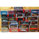 Approx. 27 boxed Corgi die-cast model buses/coaches.