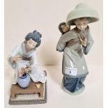 2 Lladro figures with original boxes, Chinese with baby on her back 05123, and Oriental Girl, 04840