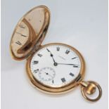 A gold plated Waltham Traveller full hunter pocket watch, diam. 50mm. Condition - appears to be