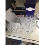 Boxed and unboxed drinking glasses including Stuart and Royal Doulton