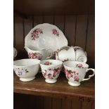 English bone china rose pattern tea set - 21 pieces