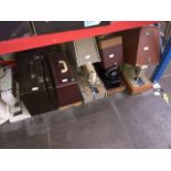 5 sewing machines in cases to include 3 Singer, 1 Alfa and 1 Brother, 3 with pedals.
