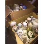 Three boxes of assorted ceramics.