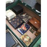 A collection of mainly boxes and tins, also including a Mauchlin Ware glass lined jar etc.