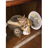Goebel Screech owl appx 17cm high, Poole owl and owl plate together with 5 further Poole animal