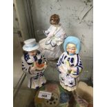 2 Victorian nodding ceramic figures and a Coalport figure 'Visiting Day'