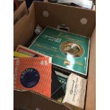 A box of LPs and 45s