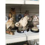 5 owl figures including Aynsley, with a limited edition Spode plate