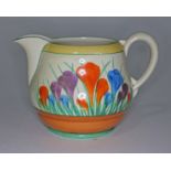 A Clarice Cliff Newport pottery crocus pattern jug.