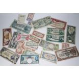 A collection of mainly Japanese occupational bank notes.