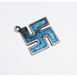 A Charles Horner hallmarked and enamel swastica pendant.